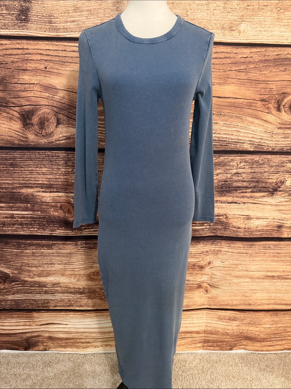 SO Long Sleeve Ribbed Maxi Dress in Slate Blue NWOT